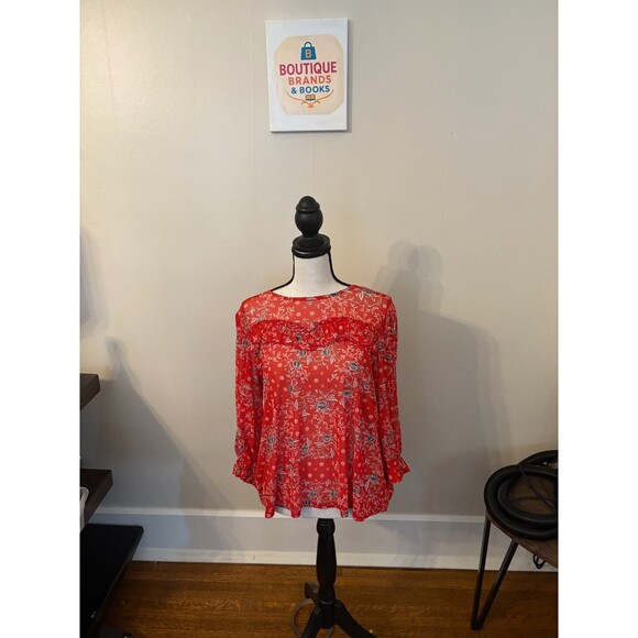Ember Red Flower Shirt Size M - Picture 1 of 5